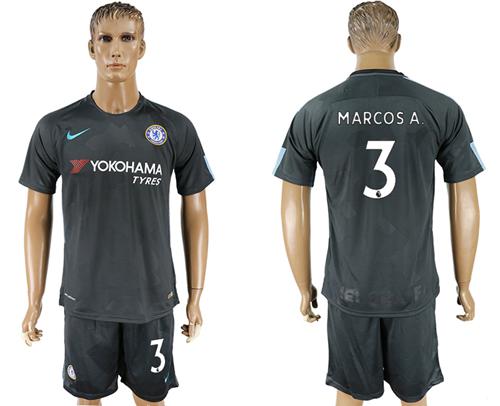 Chelsea #3 Marcos A. Black Soccer Club Jersey